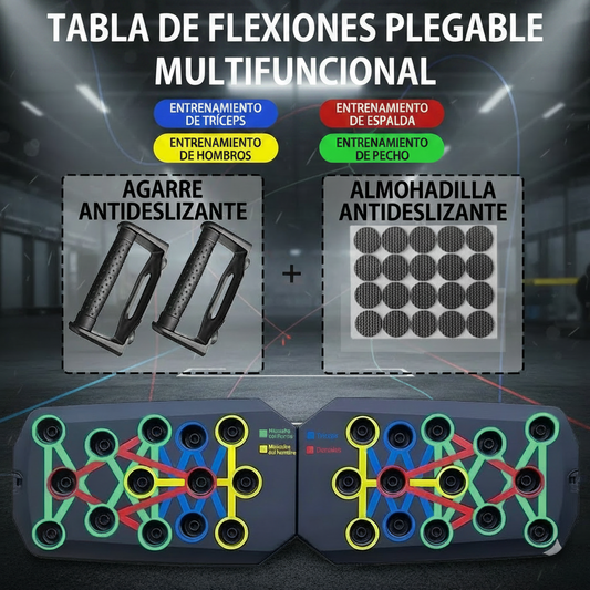 Juego de tabla de flexiones multifuncional portátil con asas, plegable, para entrenamiento de pecho, abdomen, brazos y espalda.